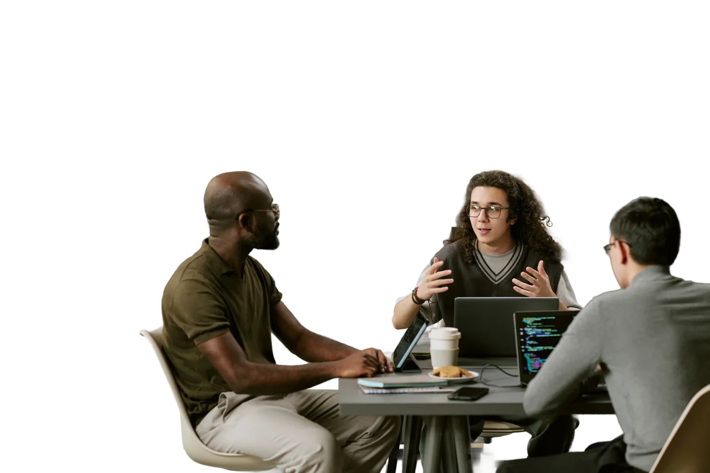 Two colleagues reviewing work together at a desk